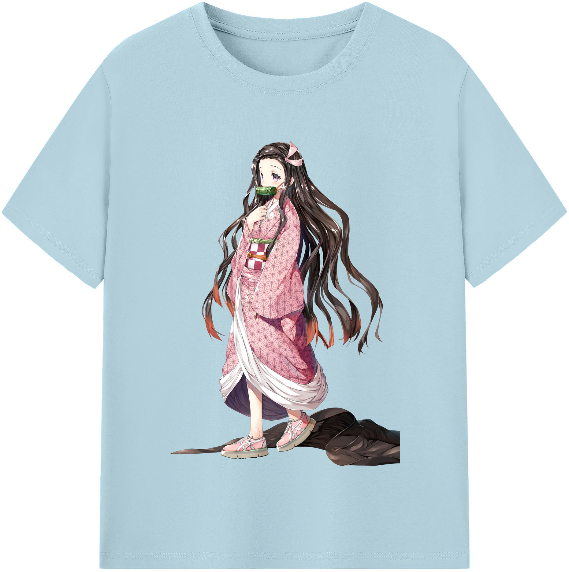 （画像用） 鬼滅の刃（きめつのやいば）竈門 禰󠄀豆子／かまど ねずこ Kamado Nezuko 綿100％半袖Tシャツ（フロントプリント）
